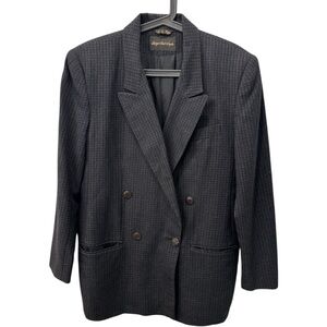 Giorgio Sant Angelo Double Breasted Plaid Wool Blazer Vintage sz 10